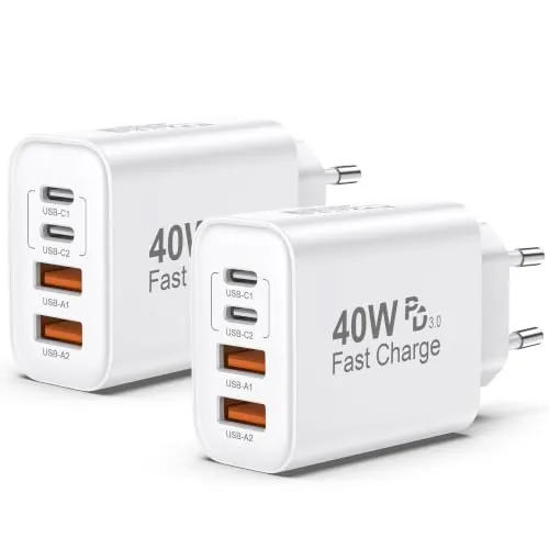 BSTOEM Cargador Carga Rapida USB C 40W 2Pack Multiple Cabeza Tipo C Móvil