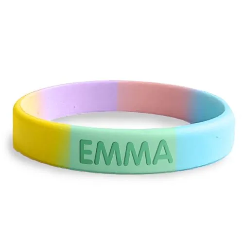 bienpegado Pulsera personalizada SOS para niños de silicona Ideal para salidas y paseos. En varios tamaños y colores. Resistente al agua y duradera. (Unicornio)