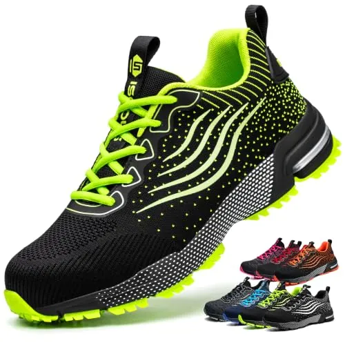 ISOOUS Zapatos de Seguridad Hombre Mujer Calzado de Trabajo Comodo Verde 38