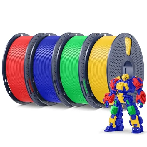 SUNLU Pack 4KG Filamento PLA+ 1.75mm, Filamento PLA Plus para Impresoras 3D, Resistente, Precisión +/- 0.02mm, Rojo+Azul+Verde+Amarillo Brillante