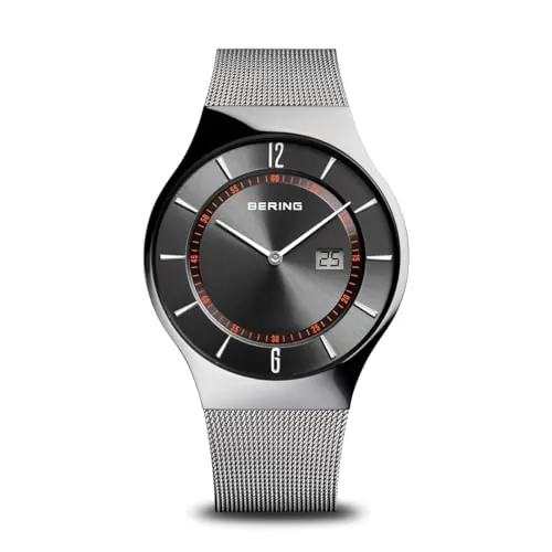 BERING 34440-708 Reloj Solar para Hombre con Caja de Acero Inoxidable Plateado de 41 mm y Esfera Azul, Brazalete y Detalles de Acero Inoxidable y Resistencia al Agua de 5 ATM