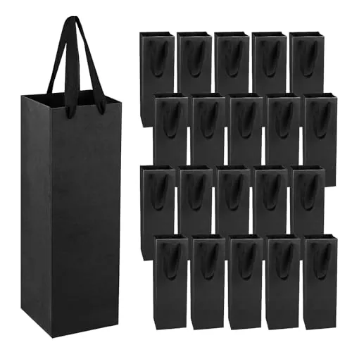 Bolsa de Vino - Paquete de 20 Bolsas de Papel Con Asas para Embalaje de Botellas en Bodas o Fiestas