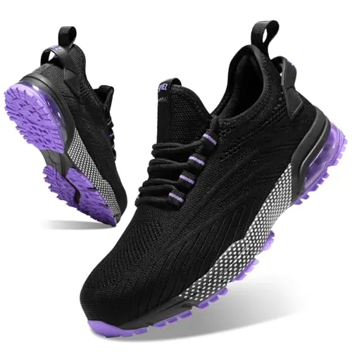 SPIEZ Zapatos De Seguridad para Mujer, Safety Work Shoes, Negro/Morado EU41