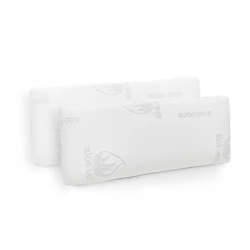 Aitsse- Almohada viscoelástica con núcleo 100% Viscoelástico, Funda de Aloe Vera Desenfundadle, Ergonómica, Anti bacterias, Termorregulable y Libera la presión Cervical. (Pack 2 Unidades 75 cm)