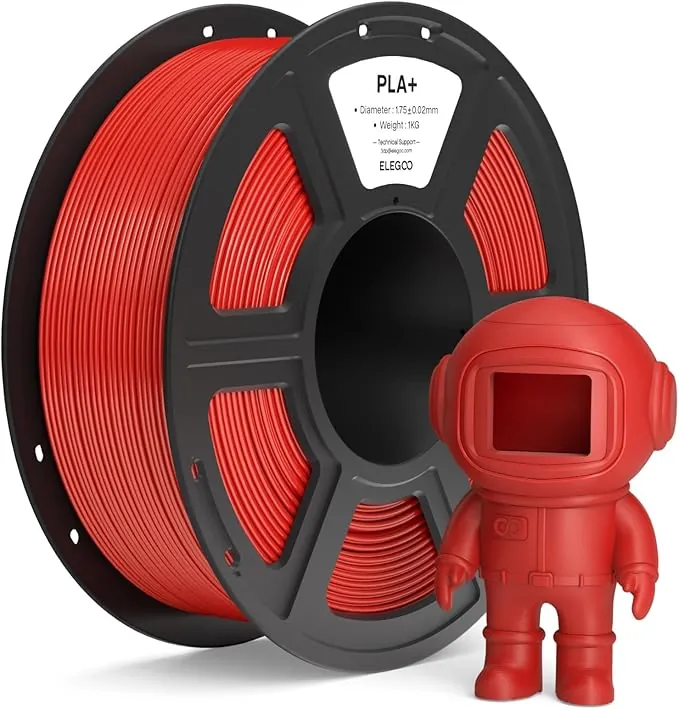ELEGOO Filamento PLA+ 1.75 1KG Rojo, Filamento PLA Plus para Impresora 3D, Precisión Dimensional +/- 0.02mm, Carrete Filamento 3D, para Mayoría Impresoras 3D