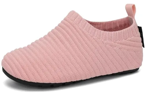SAGUARO Zapatillas de Estar por Casa Zapatillas de Niños Niñas Antideslizantes Calcetines Zapatillas de Punto Interior Exterior Pantuflas Infantiles, Rosa Coral, 32/33 EU