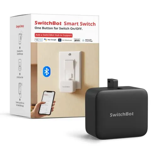 SwitchBot Smart Switch Button Pusher - Bluetooth App o Control de Temporizador, Fácil de Usar con 3 Modos, Necesita SwitchBot Hub para ser Compatible con Alexa, Google Assistant, Siri, IFTTT (Negro)