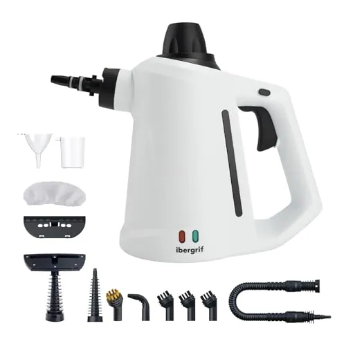 Ibergrif Limpiador de vapor portátil 1050W con 12 accesorios