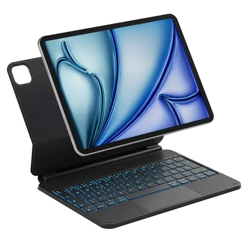 Inateck Neo Magic Teclado Magnético para Air 11'' M4/M3, Teclado de Ajuste Fácil para Air 6/5/4 Gen, iPad Pro 11 4/3/2/1 Gen, Soporte Flotante, Retroiluminación 7 Colores, con Trackpad, KB09119