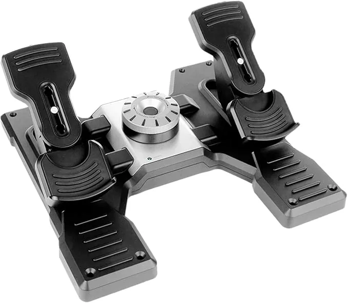 Logitech G Saitek Pro Flight Rudder Pedals, Timón/Pedales para Vuelo y Freno para Simullación de Vuelo, Centrado Automático, Tensión Ajustable, USB, PC - Negro
