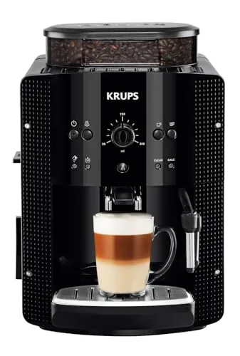 KRUPS Roma, Cafetera Superautomática 15 Bares, Capacidad de 1,7L, Negra | 3 Niveles de temperatura, 3 Niveles de intensidad, 15 Bares, Molinillo cónico de metal, Panel de control fácil, EA8108