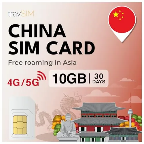 travSIM China Tarjeta SIM | 10GB Datos Móviles | Red Unicom | Funciona en Dispositivos iOS y Android | El Plan de Esta Tarjeta SIM para China es válido Durante 30 días.
