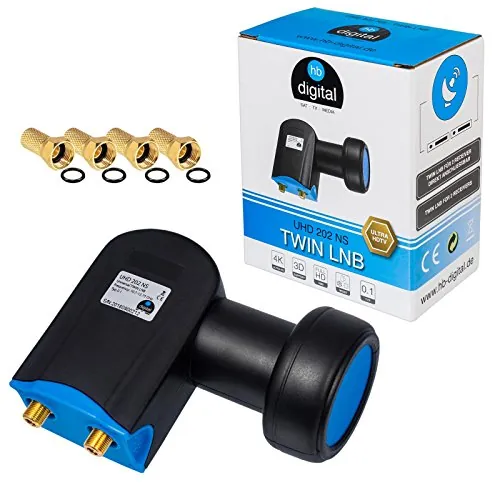 HB-Digital LNB LNC - Conector con contactos chapados en oro para cable de televisión de alta definición, para FULL HD TV 3D, extensible, incluye enchufe