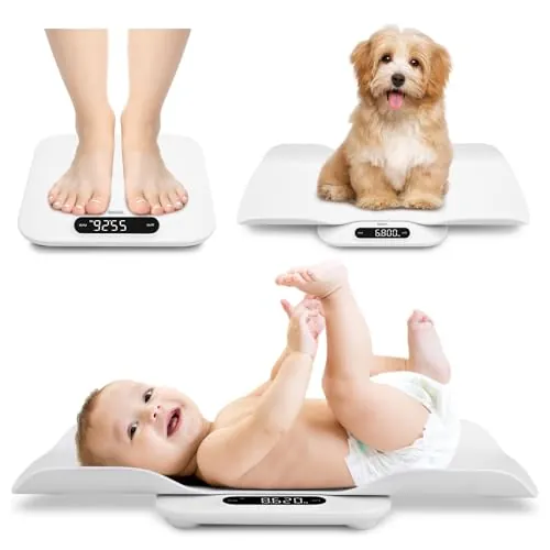 BAGAIL Báscula para bebés con superficie de pesaje segura y cómoda, función dos en uno, también puede utilizarse como báscula para niños pequeños, báscula digital para mascotas, hasta 180 kg