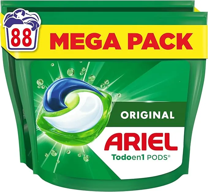 Ariel Todo En 1 PODS, Detergente Líquido Para Lavadora 88 Capsulas/Pastillas, Original, 5 Acciones Para Una Limpieza Increíble