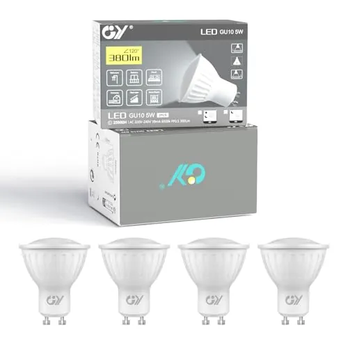 GY Bombilla Sensor Movimiento GU10 Led - Blanco Frío 6500K 5W(40w) 380LM - No Regulable Bombillas Led GU10, Paquete de 4