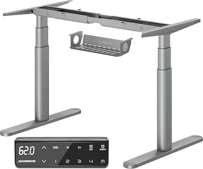 MAIDeSITe Marco de Escritorio Elevable Eléctrico EL2 Plus Art Pluscon Diseño de Pata Ovalada, Mesa Elevable Escritorio de Doble Motor Regulable en Altura con 62-125cm, 4 Control de Memoria