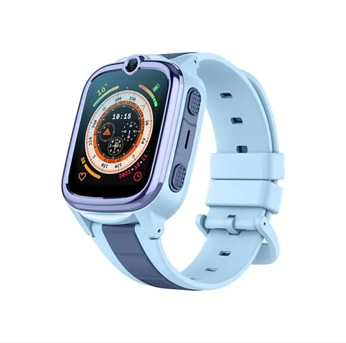 Kids Smartwatch Reloj Inteligente para Niños y Niñas, GPS, Llamadas 4G, Boton SOS, Videollamada, Chat, Waterproof Ip67, Foto y Escucha Remota, Alarma, Modo No Molestar, Diversos colores. (Azul)