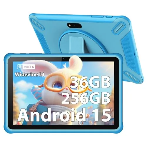 PIXGOOD Tablet para niños 10 Pulgadas, 36GB RAM 256GB ROM (SD expandible), Android 15.0, Control Parental, Pantalla HD IPS, 5MP+2MP, WiFi, Bluetooth, Tablet educativa(Azul)