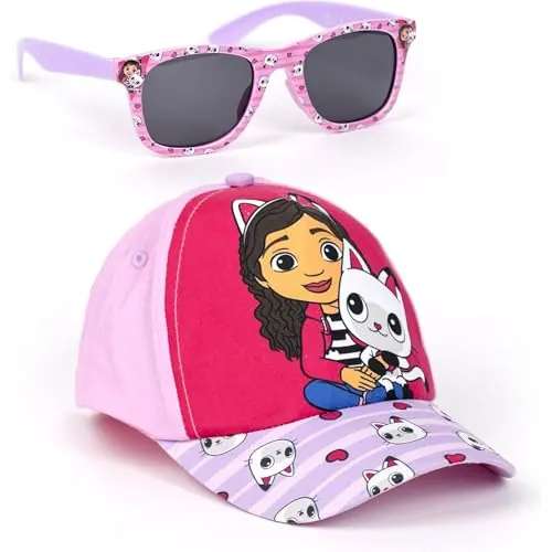 Gorra y Gafas de Sol Gabby's Dollhouse Set Infantil Original para Niñ@s Unisex - Gorra y Gafas Gabby's Dollhouse Accesorios Verano Gafas Protección UV y Gorra Ajustable