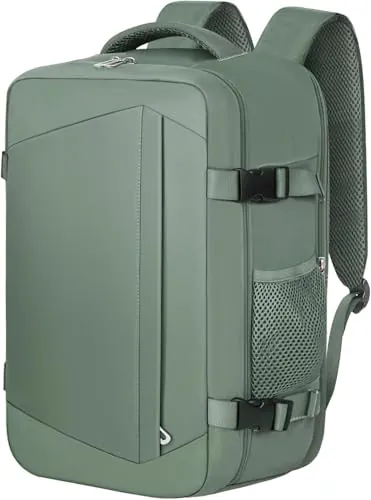 KIRFEIHT Mochila Viaje Cabina Avion 40x30x20 24L para Ryanair - Ordenador Portátil 14 Pulgadas Maletas de Cabina Pequeña Equipaje de Mano para Negocios y Ocio (Verde)