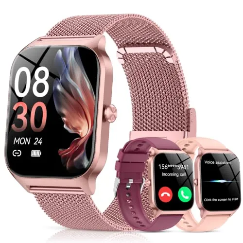 CASCHO Reloj Inteligente Mujer,1.85" HD Smartwatch con Llamadas,120+ Modos Deportes, Monitor Cardiaco y Sueño, Resistente Agua IP68, Whatsapp Llamadas Bluetooth, Regalo Mujer, Android/iOS