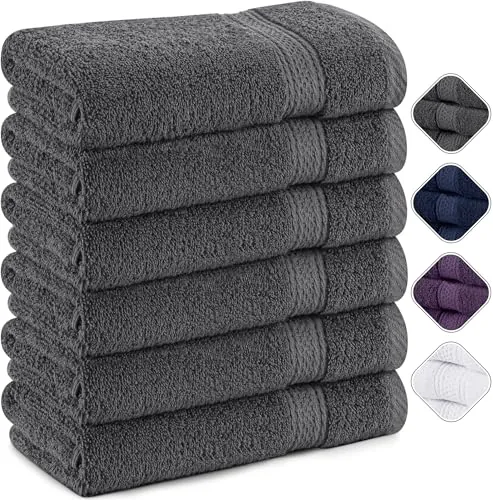 Utopia Towels - Toallas Lavabo 50 x 100 cm (Paquete de 6) (Gris) | Algodón Ring Spun Premium – Toallas de mano ultrasuaves, ligeras y altamente absorbentes para uso diario.