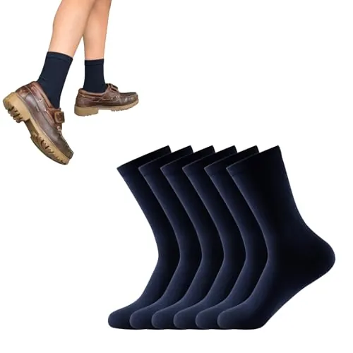 Balseti Calcetines Lisos Bajos. 85% Algodón. Unisex Niño, Niña. Modelos para Uniformes, Colegio, Trajes, Ejecutivos. Pack 6 Pares Transpirables. (FR/ES, Números, 39, 44, Regular, Azul Marino)