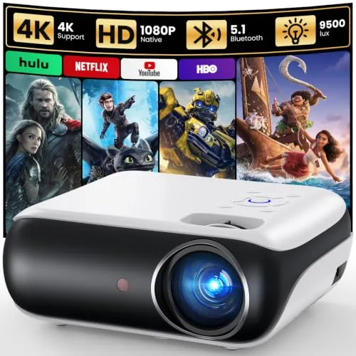 HAPPRUN Proyector 1080p Nativo Bluetooth 5.1 y Estéreo Hi‑Fi