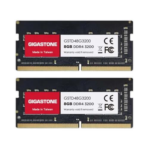 【DDR4 RAM Solo portátil】 GIGASTONE 16GB Kit(2x8GB) DDR4 3200MHz(2933MHz or 2666MHz) PC4-25600(PC4-23400/21300) CL22 1.2V SODIMM 260pin Memoria portátil sin búfer, sin ECC, Alto Rendimiento