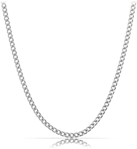 Made by Nami Collar de Acero Inoxidable para Hombres Collar Maciza de 60cm. Cadena Reforzada Hecha a Mano. Regalo para Él. Joyería para Hombres (Plata 2mm)