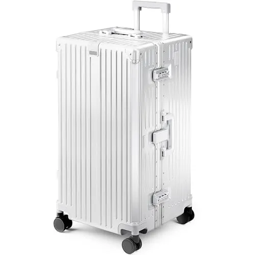 ALPHA CAMP Maleta Rígida de Viaje Grande 40x36x77CM Policarbonato y Marco de Aluminio TSA Candado con Ruedas Giratorias 92L Maleta con USB y Tipo C