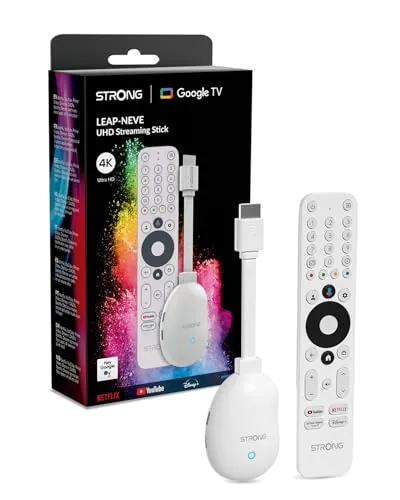 STRONG Leap-Neve 4K UHD Streaming Stick, Dolby Atmos y Dolby Vision, 2GB De RAM + 8GB De Almacenamiento Flash, WiFi 6, Android 12, Puerto Ethernet, HDMI 2.1