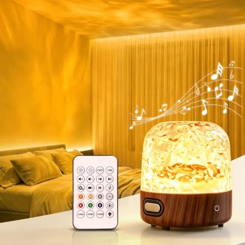UPXNBOR Proyector Estrellas Luz Nocturna Inalámbrica con Altavoz Bluetooth | Luz Nocturna Niños y Adultos, Lámpara de Mesa de Noche, 16 Colores, 2 Pantallas, Control Táctil y Mando, IP54, Idea de Regalo