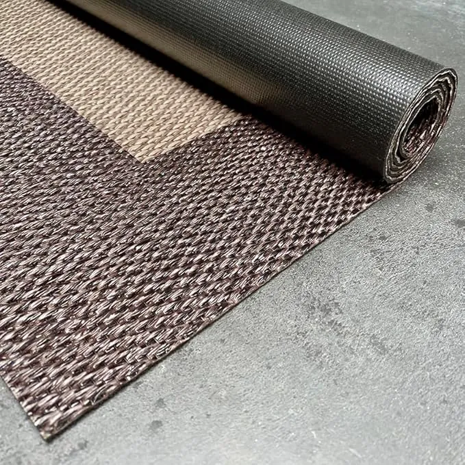 STORESDECO Alfombra vinílica de Tejido Trenzado Premium de Alta Gama. Lavable Antideslizante y extraplana. Materiales Resistentes de máxima Calidad Color Cenefa Chocolate 160 x 230 cm
