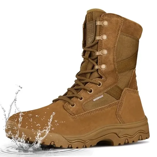 FREE SOLDIER Botas Tácticas para Hombre 8 Pulgadas Botas de Combate Ligeras Botas de Trabajo Militares de Cuero de Ante Duraderas Botas para el Desierto