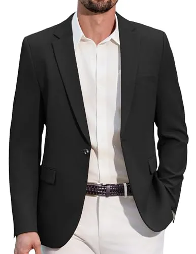 COOFANDY Hombre Blazer Sport Casual Chaqueta 1 Botón Traje Blazer Negro XXL | S-4XL, Blazer Hombre, Traje Chaqueta Hombre, Negocios Casual