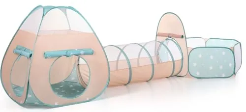SISTICKER 3-en-1 Túnel, Tienda y Piscina de Bolas Plegable Infantil | Naranja and Verde 3-en-1 túnel, tienda, piscina. Robusto, malla, fácil limpieza, plegable con bolsa. Sin pelotas