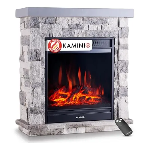 KAMINIO® Chimenea eléctrica de pie con Calefactor [Gris, Juan]