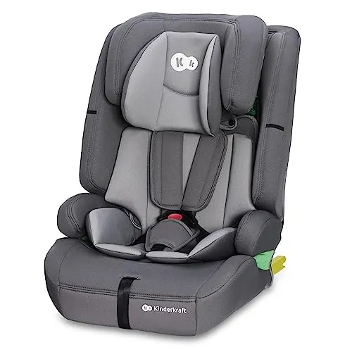 Kinderkraft SAFETY FIX 2 I-SIZE 75-150 cm Silla coche grupo 1 2 3 isofix, Asiento niño coche, Arnés interior de 5 puntos, Reposacabezas ajustar, Asiento amplio y blando, Reductor modular, Gris