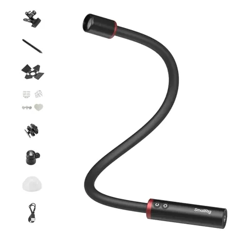 SMALLRIG RM03 Macro Photography LED Light, Bendy Light for Macro Mushroom y Fungi Fotografía, Adjustable Beam Angle Luz for Camera with Cold Shoe Adapter, 5 Colors, Diffuser, IP54 Waterproof - 5480