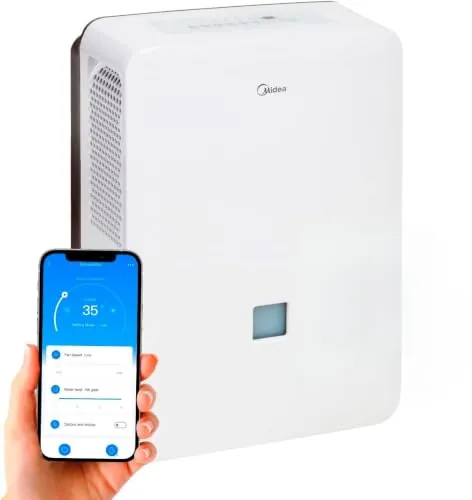 MIDEA Deshumidificador de humedad interior 50L/Dia | Depósito extraible de 6L, APP/Wifi, Modo Confort, Temporizador de 24H | Desumidifador Industrial de Gran capacidad hasta 120 m2/300 m3