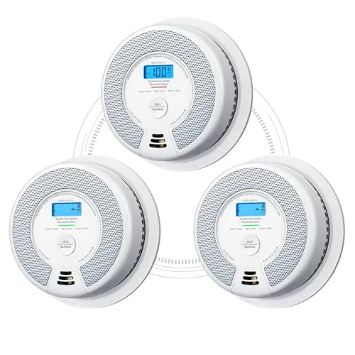X-Sense Detector de Humo y Monóxido de Carbono de Interconexión Inalámbrica Combinada con Pantalla LCD y Batería de 10 años, SC07-W, Pack de 3