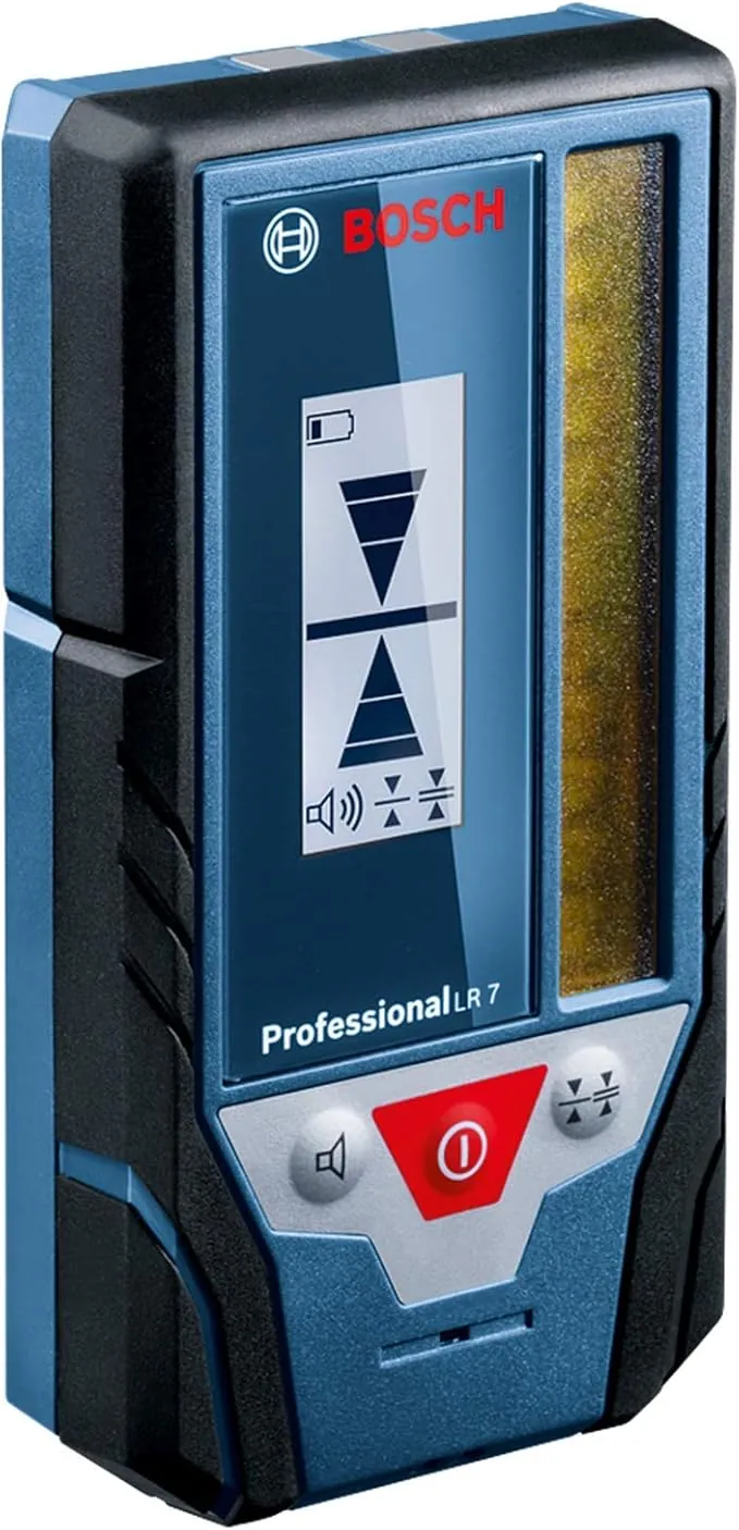 Bosch Professional Receptor de Láser LR 7 (para láser rojo y verde, 2 pilas AAA, alcance: 5-50 m, estuche)