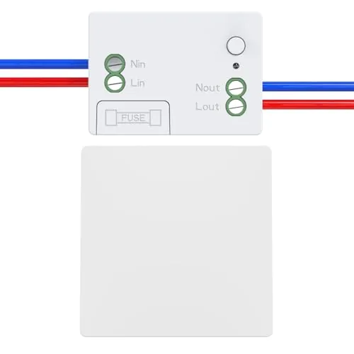 Cerhot RF433 Interruptor inalámbrico kit de interruptores de radio interruptores cinéticos inalámbricos sin pila mando a distancia con botón (1Gang 1V1 Blanco)