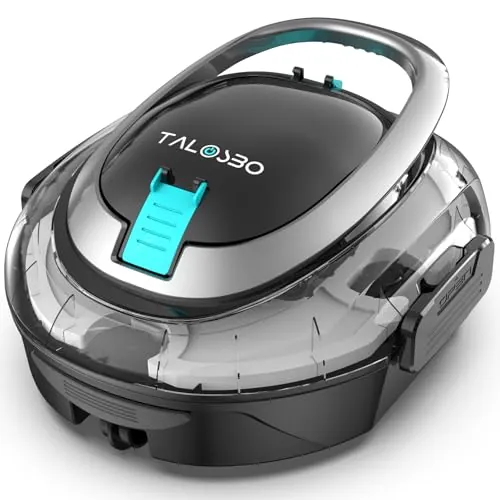(2026 Upgrade) TALOSBO S2 Robot Piscina,Doble Filtración, Doble Motor Robot Limpiafondos Piscina Sin Cable, 90 Min Autonomía, Autoaparcable, para Piscinas de Fondo Plano 85 m²