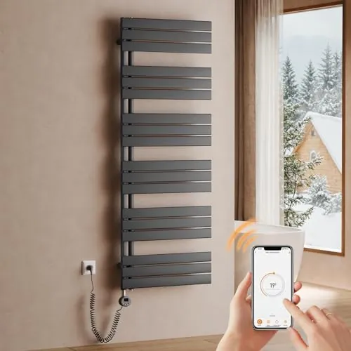 S'AFIELINA Toallero Eléctrico Baño 1599×600 mm, 1000 W, Antracita