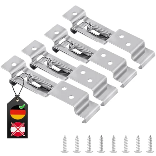 vsshe 4 Unidades Clips para Matrícula de Coche, Portamatriculas Remolque Universal 120x25 mm, Soporte Matricula Remolque con 8 Tornillos, Soporte Resortes Matricula para Coche, Remolque, Camion, Negro