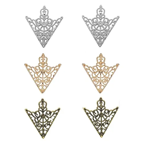 Broches para Camisas Collar, Camisa Collar Broche, Broche Triangular, Broche de Cuello para Camisas, 3 Pares de Broches Accesorios Palacio Retro Patrón Hueco Camisa Broche para Cuello Hebilla