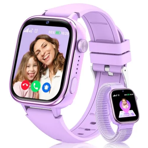 NAIXUES Reloj Inteligente Niño con GPS/SOS/Videollamada/Modo Clase, Violeta